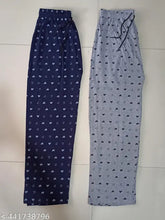 Navy Blue/Light Grey Women's Cotton Blend Maxi Pyjama Set - Heart-Printed Design, Combo Pack of 2